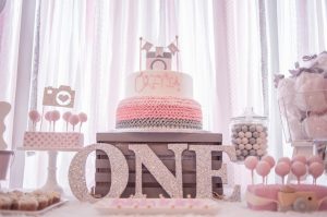 Pink and Grey theme girl first birthday